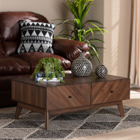 Baxton Studio LV23CFT23140WI-Columbia-CT Hartman Mid-Century Modern Walnut Brown Finished Wood Coffee Tablei